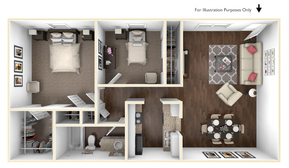 Floor plan layout diagram for 2x1 A Elite
